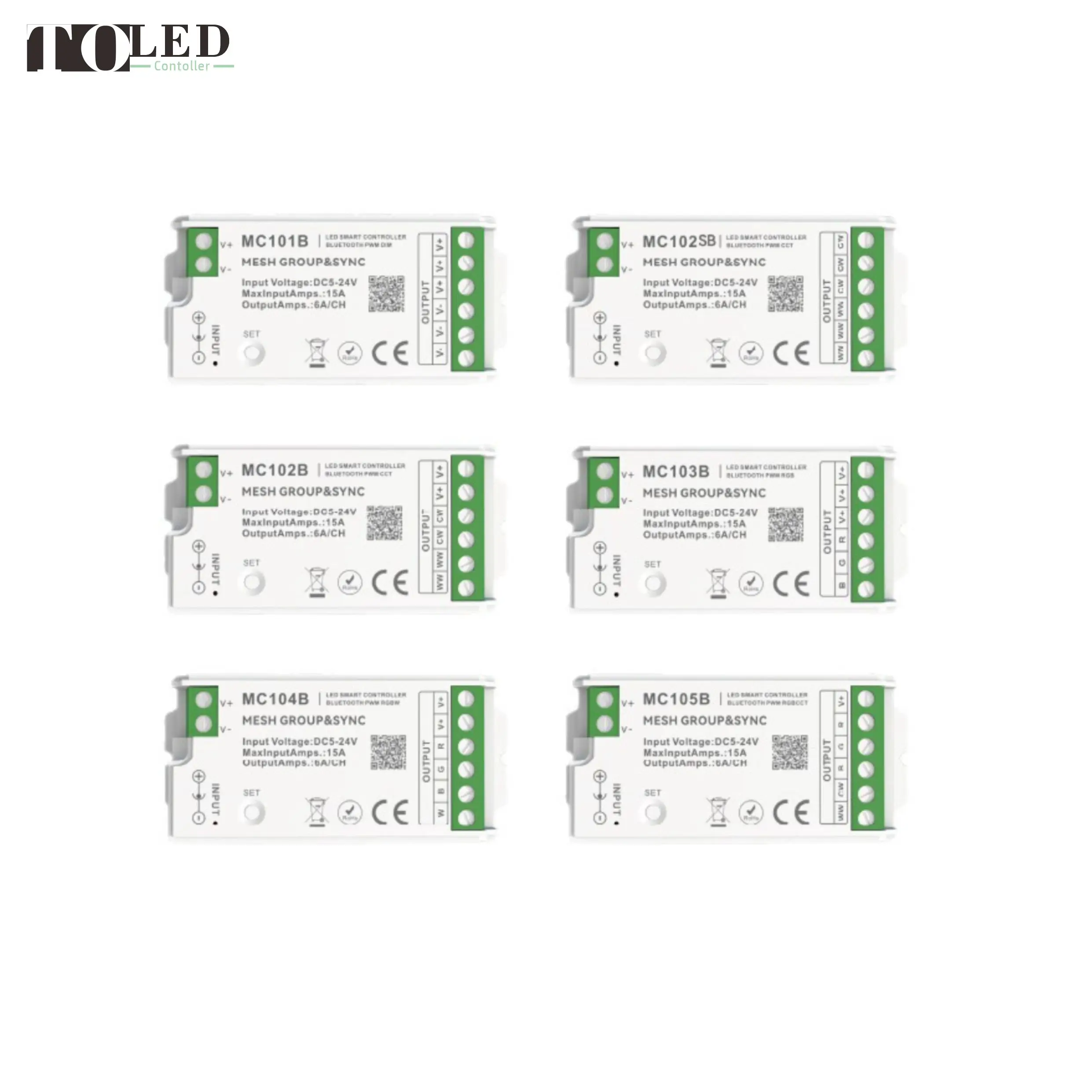 DC5-24V and 12-48V Dimmer and Receiver Remote Control Compatible with Tuya APP Zigbee Wifi 2.4G RF Mesh RF Wireless Group Sync