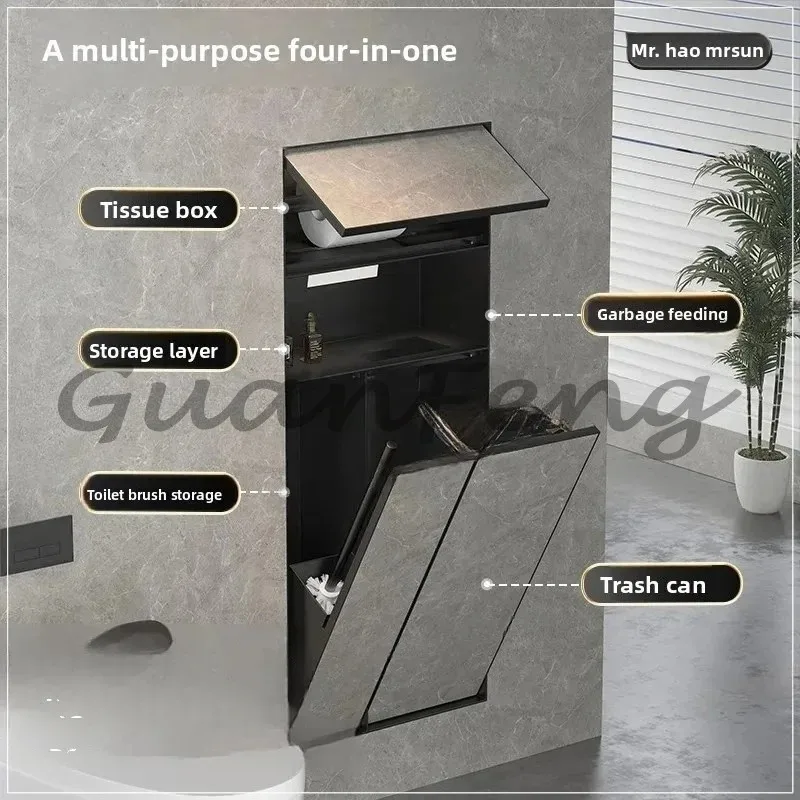 Stainless Steel Embedded Bathroom Wall Niche, Custom Hidden Storage Cabinet, Multi-Functional Rack for Tissue Box & Trash Bin