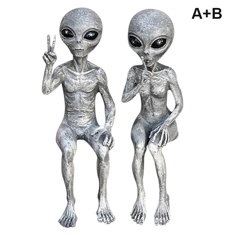 

Outer Space Alien Statue Martians Garden Figurine Set For Home Indoor Outdoor Figurines Garden Party Halloween Decor