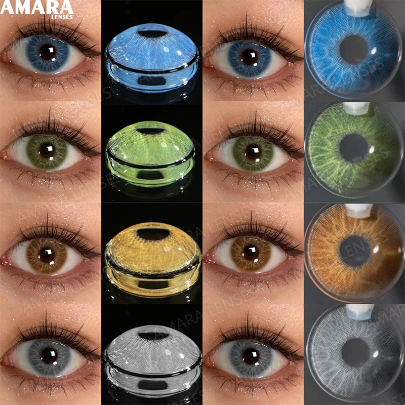 AMARA 1 par de lentes de contacto de colores coreanos para lentes de Color de ojos lentes marrones lentes de ojos azules lentes de contacto verdes