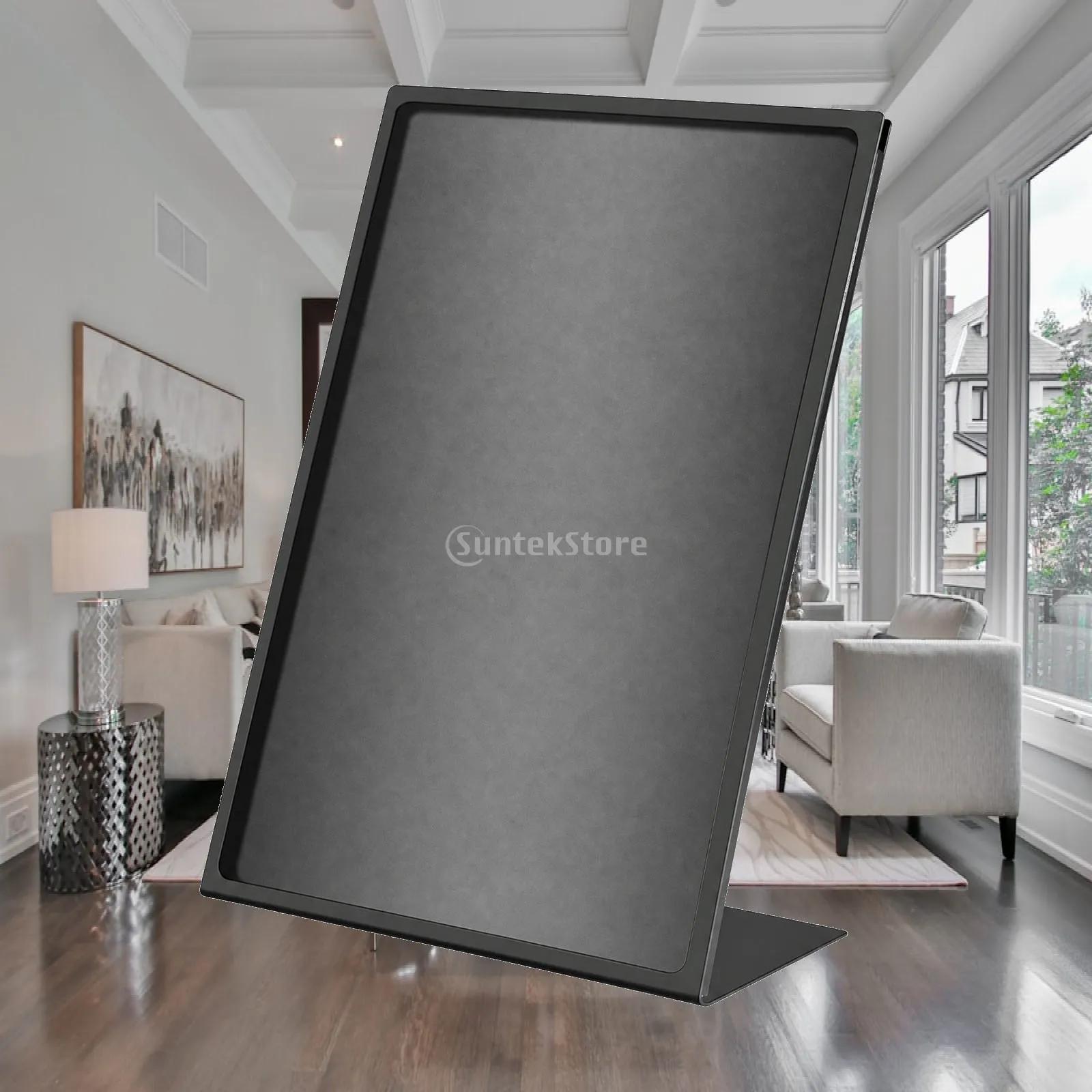 Carbon Steel Menu Display Stand with Clear Acrylic Front Panel for Restaurant Table Sign Holder