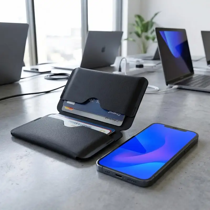 

Folding Portable ID Card Holder Business Wallet Magnetic Coin Purse for Students Commuters