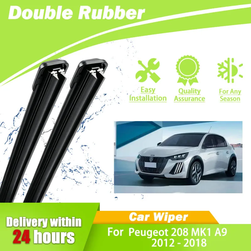 Auto Front Windscreen Wiper Blades Set For Peugeot 208 MK1 A9 2012-2018  26"+16" Windshield Cleaning Car Spare Parts Accessories