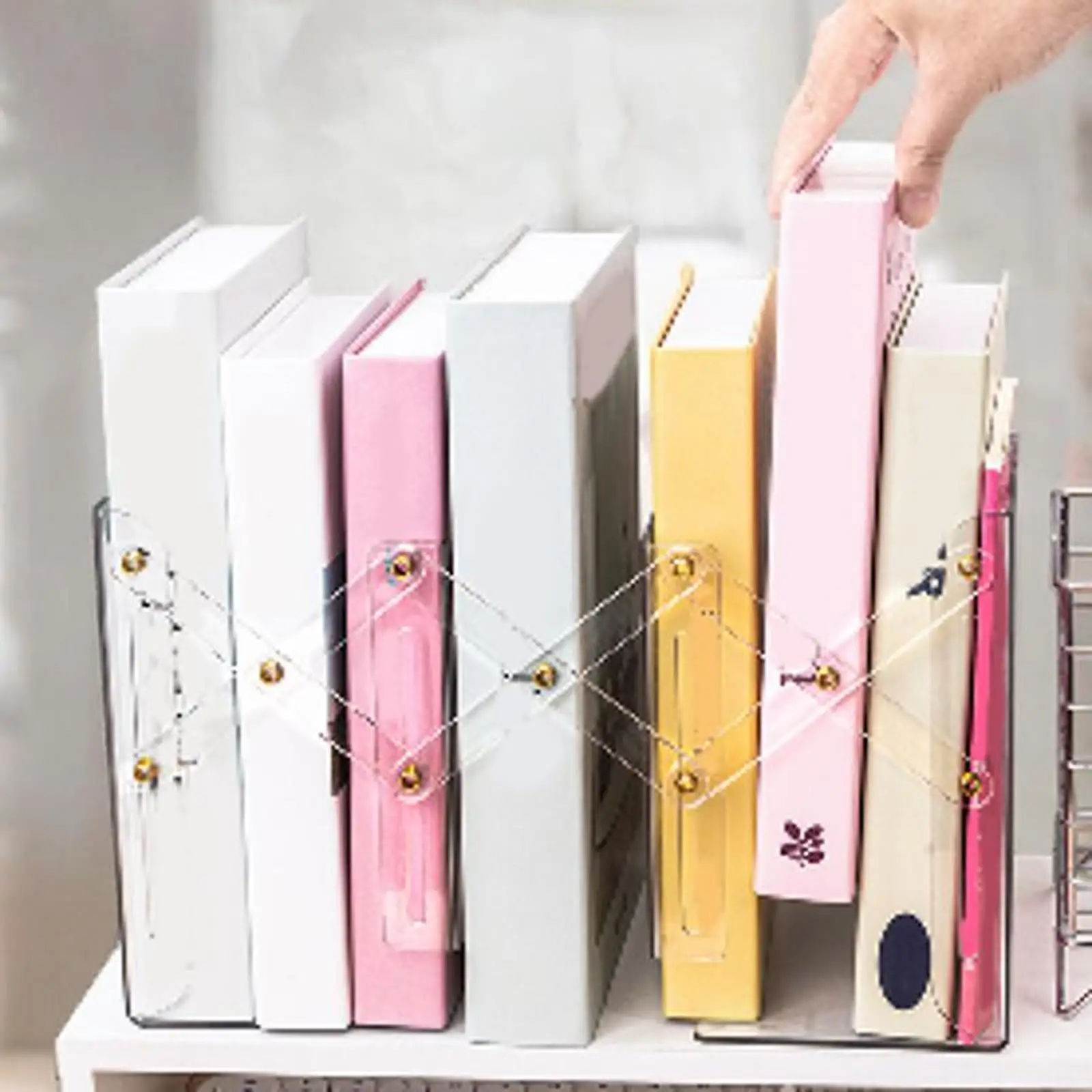 Adjustable Clear Bookend Decorative Clear Book End for Indoor Bedroom Desk