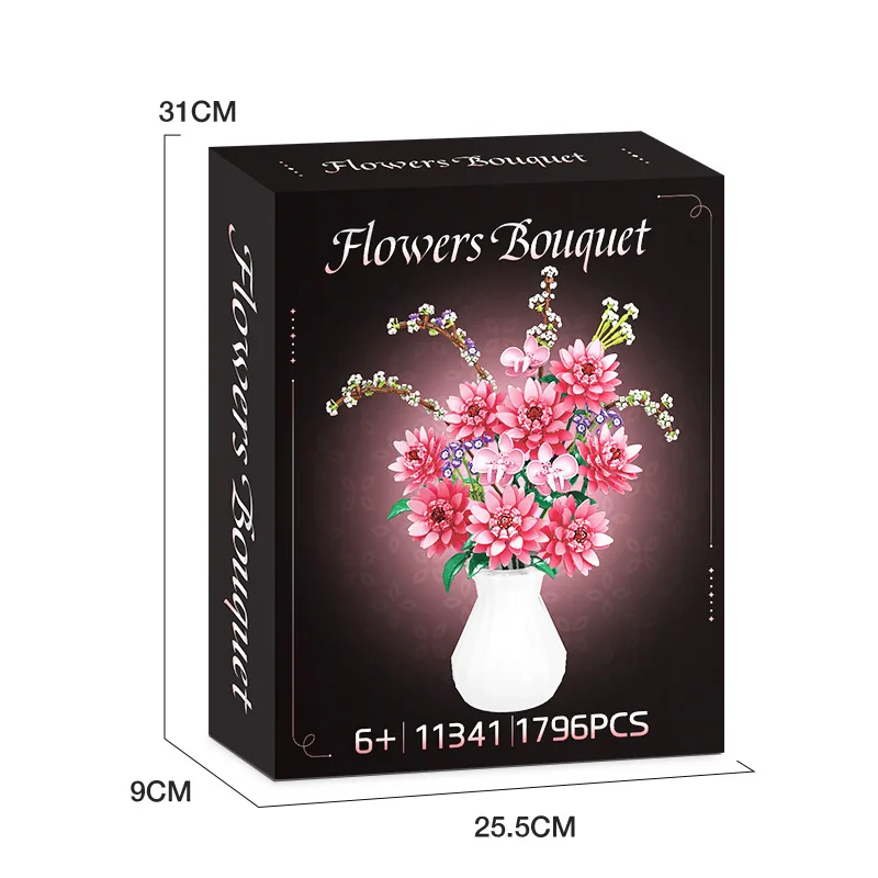 Città mazzo di fiori Building Blocks Set MOC Art Building Toys Bouquet di fiori fai da te Decorazioni per la casa Giocattoli di mattoni Idee regalo Donne Ragazze