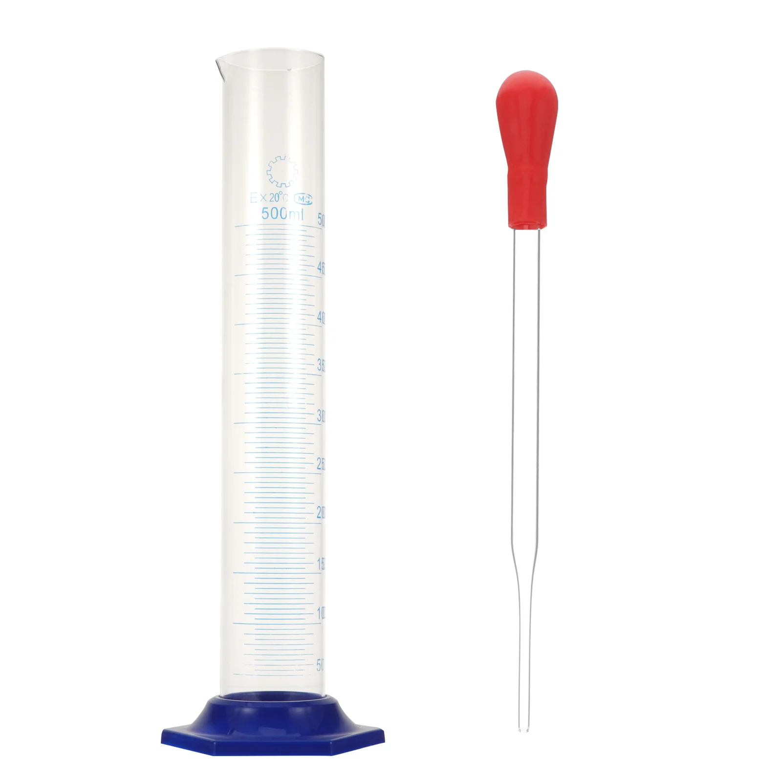 

2Pcs 500ml Transparent Measuring Tool Glass Graduated Cylinder Dropper Set Superior Durability Measuring Cylinder Dropper