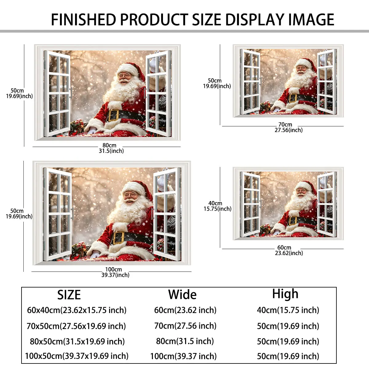 1pc simulated window wall sticker featuring Christmas window scene Santa Claus waving decoration waterproof and concealing fl