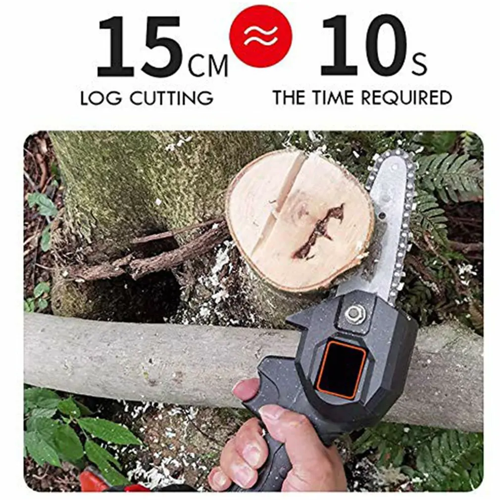 24V 4 inch Portable Electric Pruning Saw Wood Splitting Chainsaw Rechargeable Battery Brushed Motor One-handed Woodworking Tool