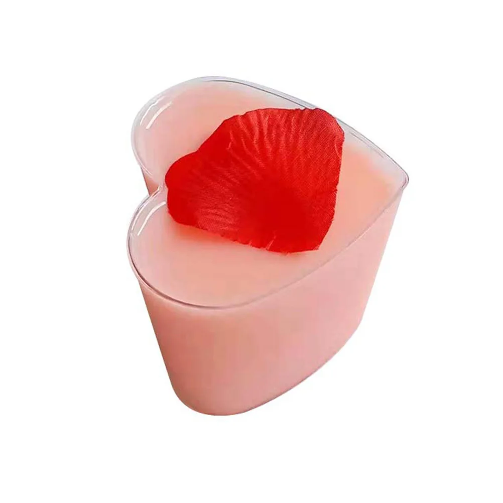 

10 Sets 150ml Transparent Jelly Pudding Cup Mousse Dessert Plastic Container Heart Shape Bowl (Cup+Spoon+Lid)