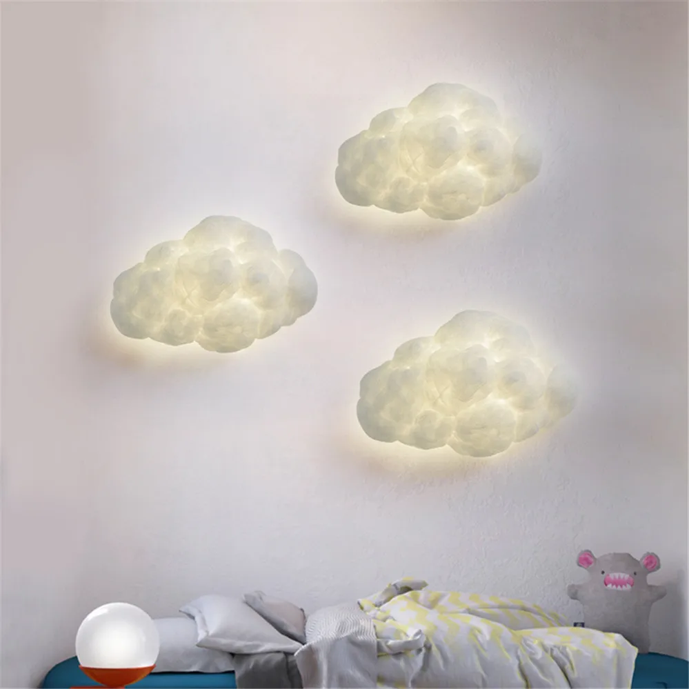 Nordic minimalist wall lamp Led Creative Children cloud light Bedroom Bedside Lamps Kids Home E27 kawaii room decor light