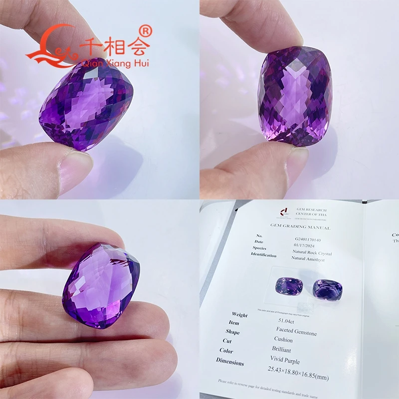 

Long Cushion 35-58ct Natural Amethyst, Millennium Cut, GRC-Certified Loose Gemstone for Exquisite Jewelry Designs.