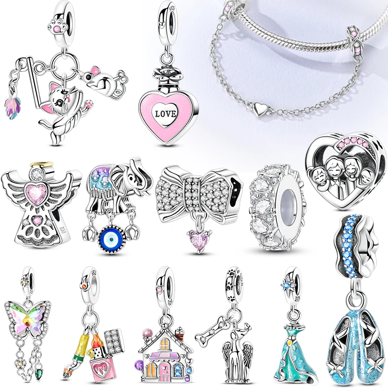 

Original Design 925 Sterling Silver Charms Beads Ballet Angel Family Perfume Dress Candy Fit 3mm Bracelets DIY Birthday Jewelry