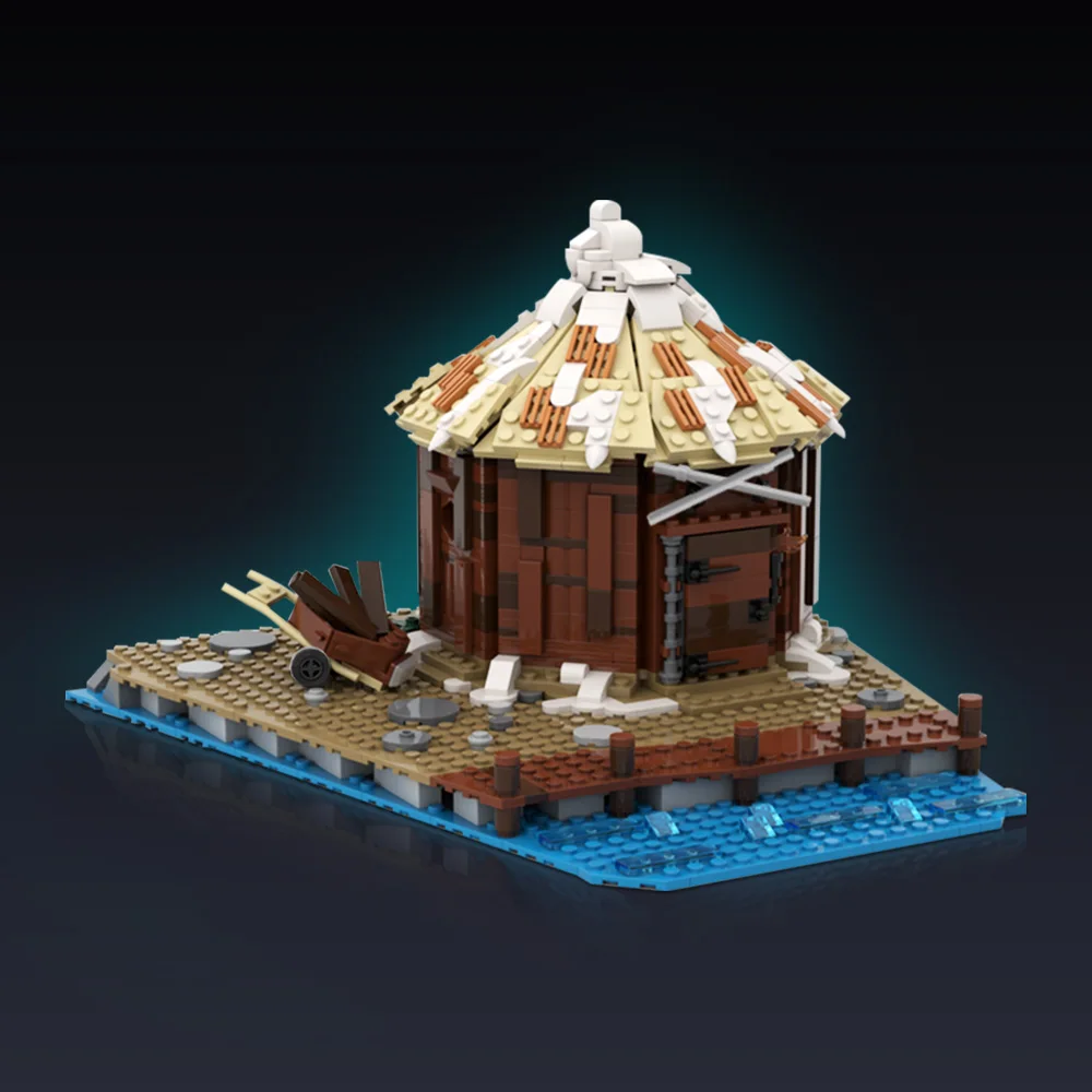 MOC Middeleeuwse Viking Dorp Opslag Hut Model Bouwstenen Dorp Stam Graanschuur Huis Architectuur Bakstenen Speelgoed Cadeau