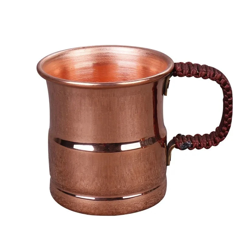 

Handcrafted Pure Copper Beer Milk Mug Weave Handle Thickened Moscow Water Mule 400 ml Breakfast Cup Moscow Drinkware Tableware