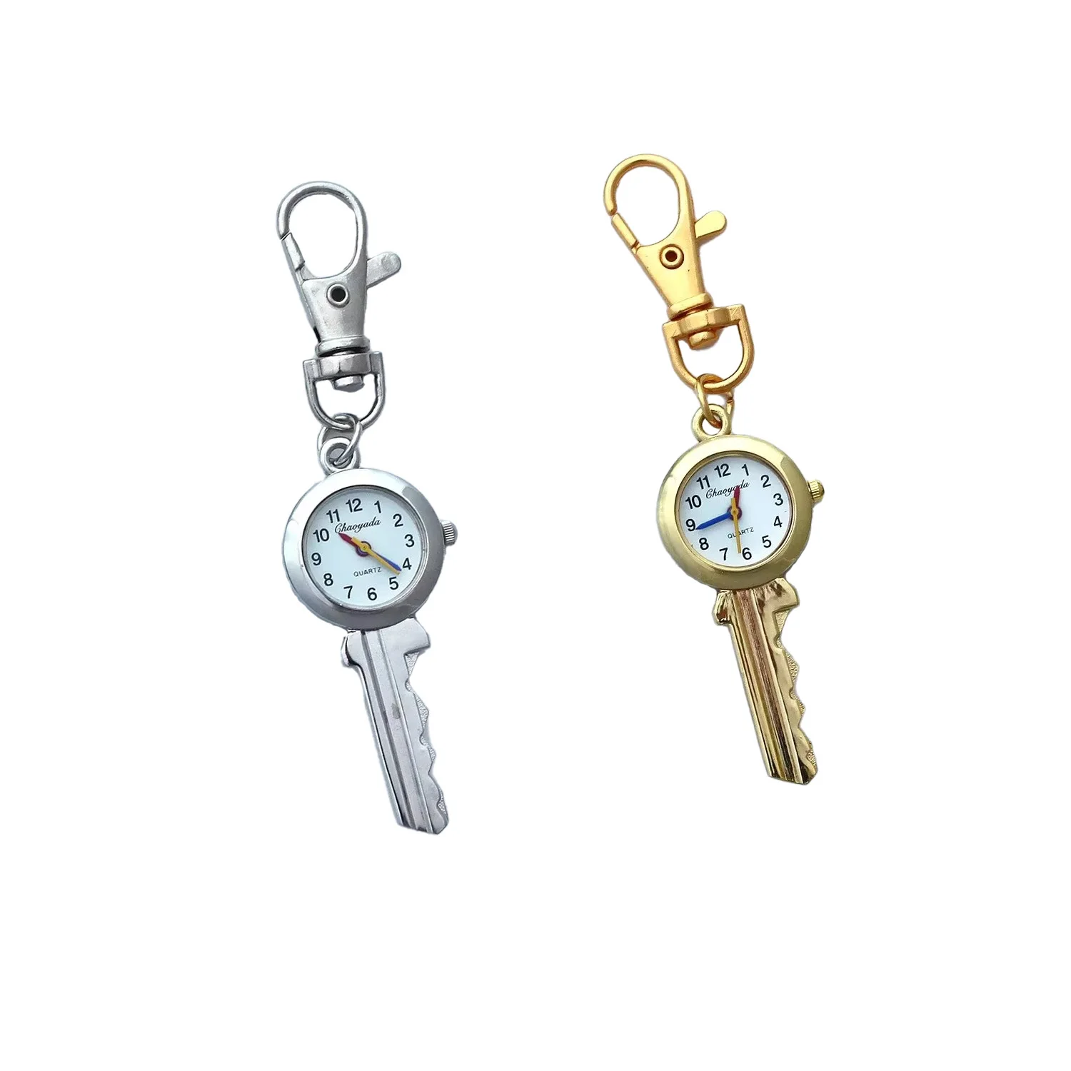 2Pcs Vintage Nurse Theme Pocket Watch Keychain Quart Watch Ring Unisex Father's Mother's Day Gift Ideas