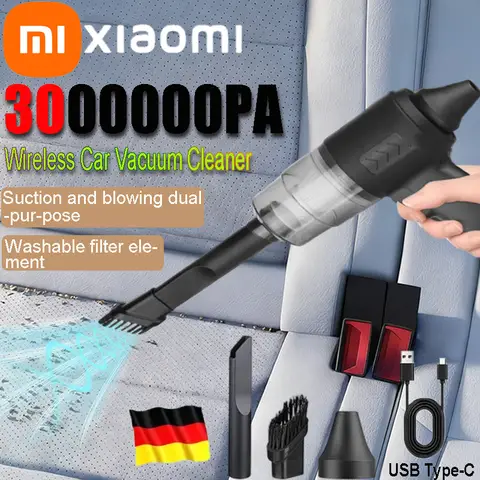 샤오미 3000000PA 차량용 무선 진공 청소기 120W 강력한 휴대용 핸드헬드 가정 및 자동차용 경량 무선 충전식