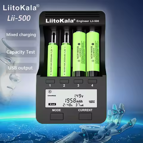 LiitoKala lii-500 Lii-100 lii-402 M4 18650 Battery Charger For 26650 16340 RCR123 14500 LiFePO4 1.2V Ni-MH Ni-Cd smart charger