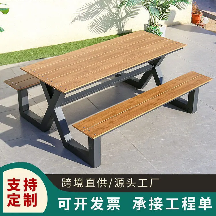 

Цельный стул для улицы, комбинация стола и стула из кованого железа, сиденье для сада, двора, живописная скамейка, соответствующая полиэтиленовой пластике