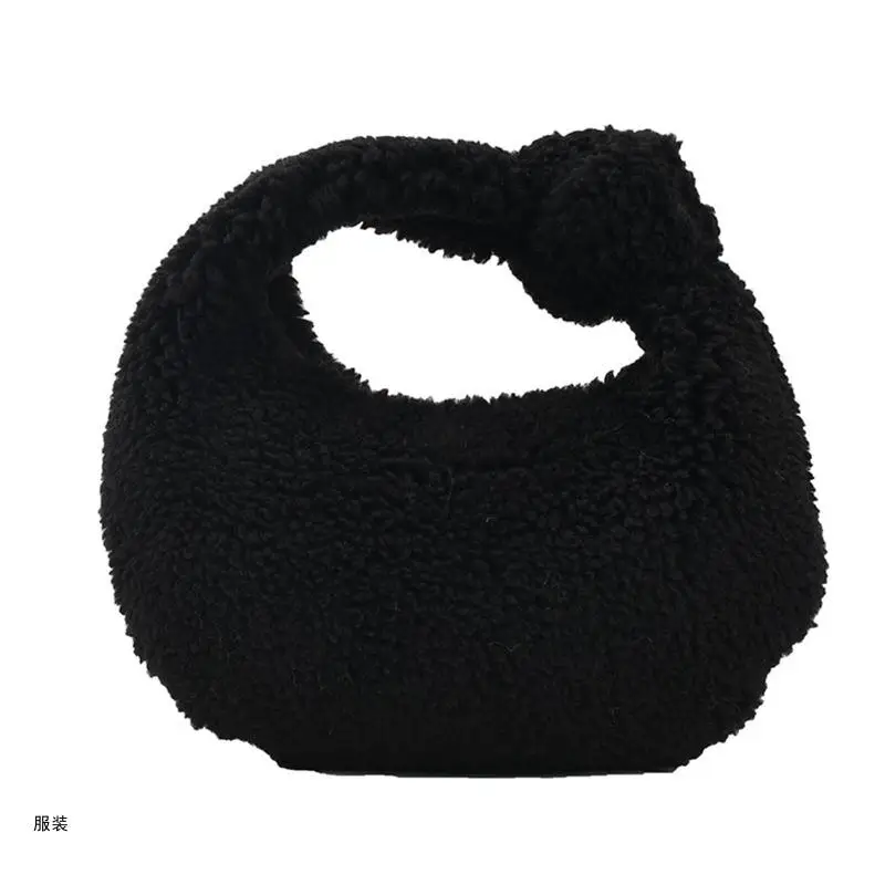 D0UD Underarm Bag Ladies Shoulder Bag Furry Purse Bag for Women
