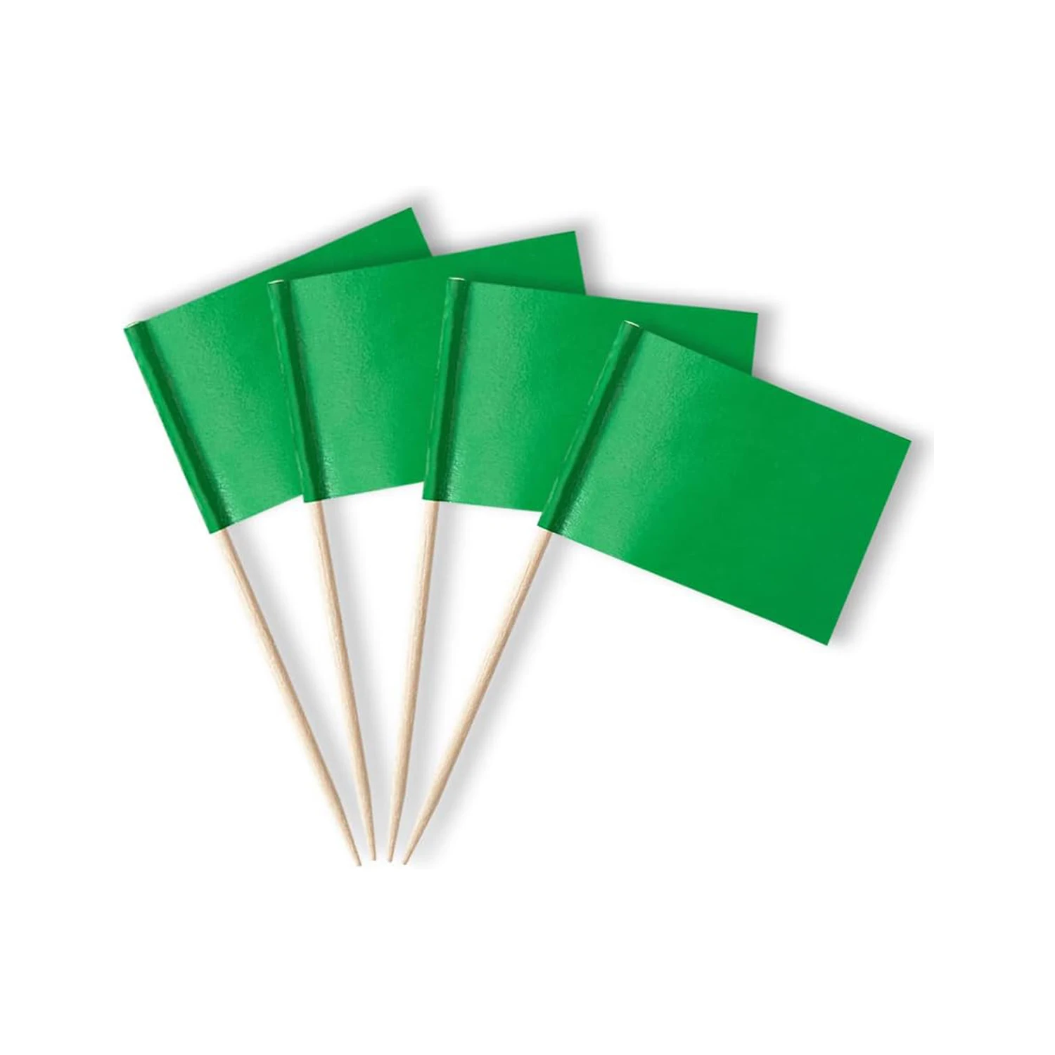 100 pcs Blank Toothpick Flags Labeling Marking Flag Small Mini Stick Flags for Cupcake Food Fruit Party Decorations (Green)