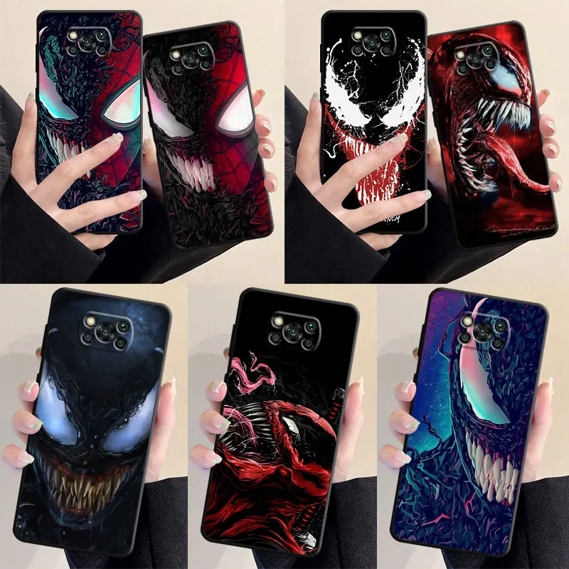 Venom Marvel Superhero Phone Case for Xiaomi Poco C55 F1 X5 X4 NFC M4 F4 GT C40 X3 Pro C50 M3 M5 M5s X4Pro TPU Soft Cover Capa