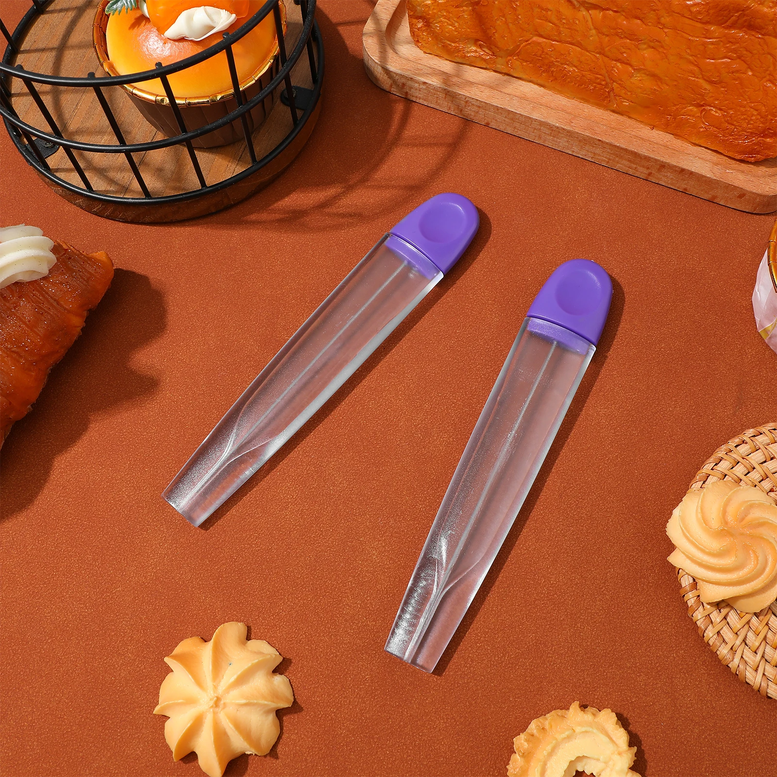 

2pcs Stainless Steel Cake Tester Ergonomic Handle Baking Pick Stick For Cupcakes Muffins Brownies Home Bakery Kitchen Use (Blue)