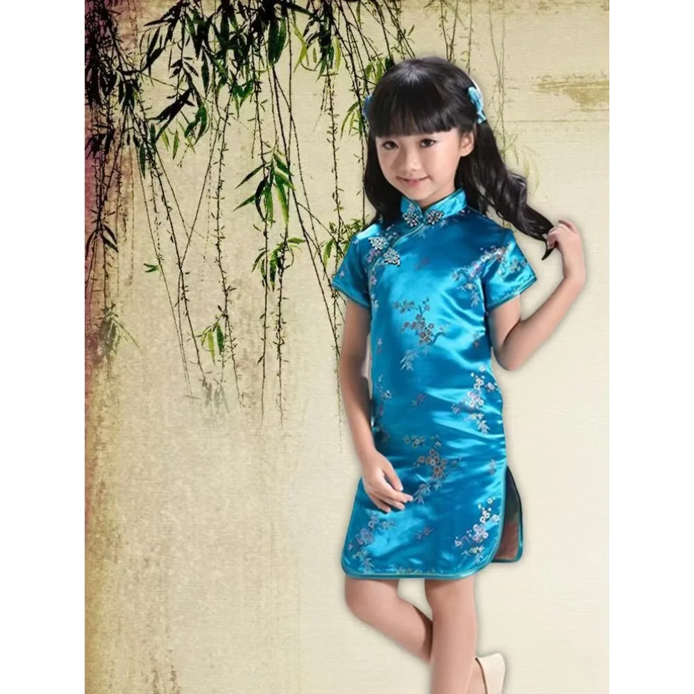 

National style retro children's cheongsam skirt, children's ancient style performance clothing