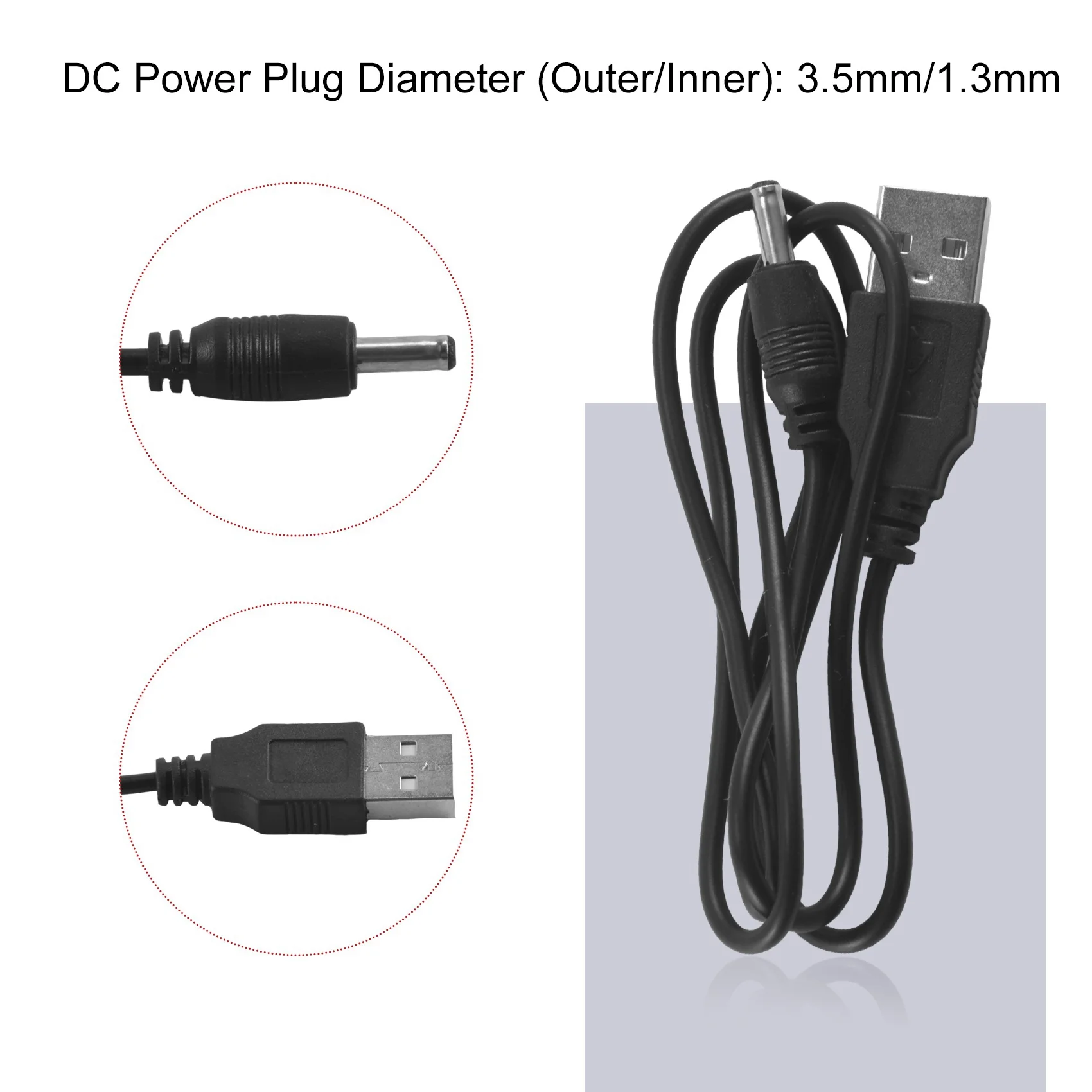 USB to 3.5mm Barrel Jack 5V DC Power Cable