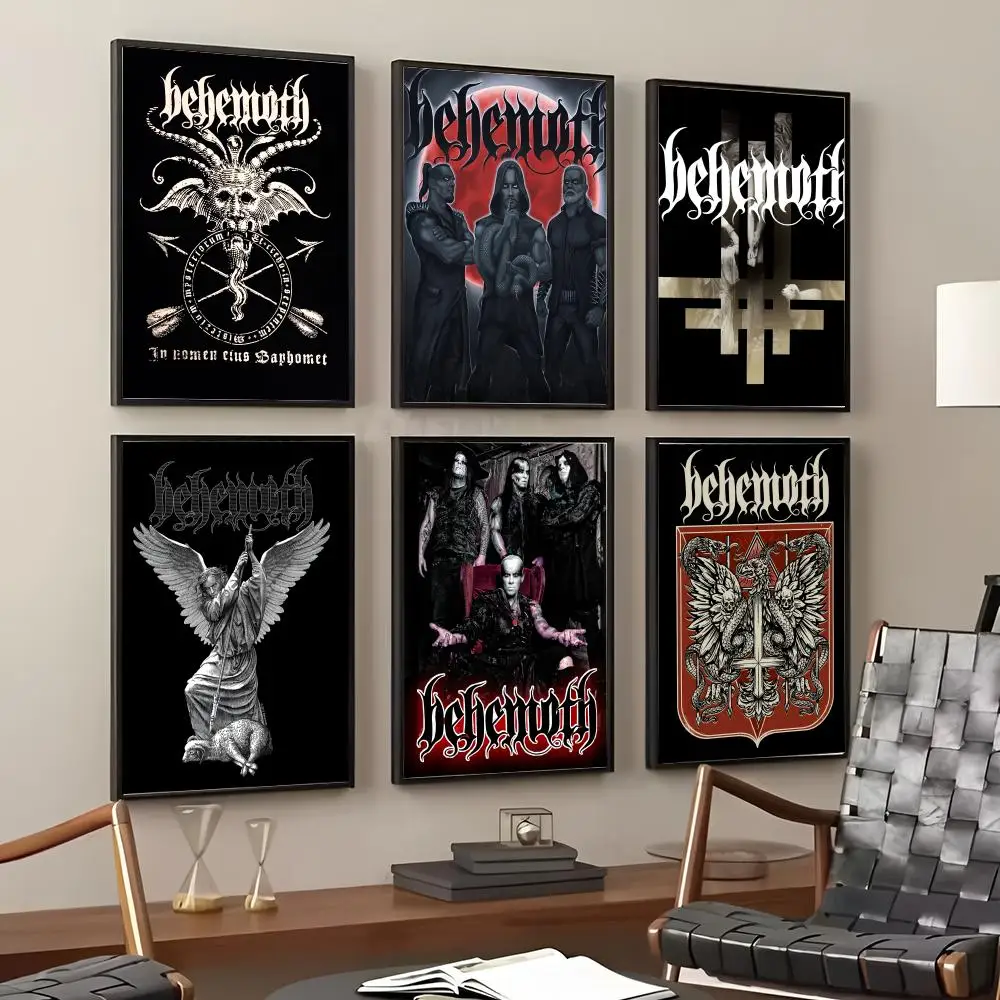 BAND B-BEHEMOTH Painting Calligraphy Cotton Canvas Wall Art Poster Quality Decor Painting for Home Decor