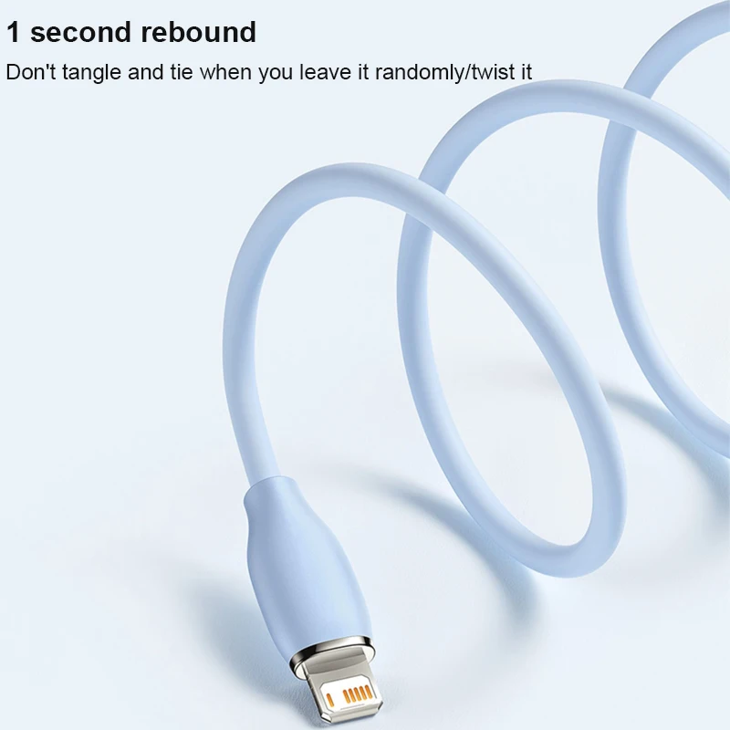 Baseus Liquid Silicone Fast Charging Data Cable USB To IP 2.4A PD Lighting Waterproof for iPhone 7/8/12/13 Pro Xs Max iPad