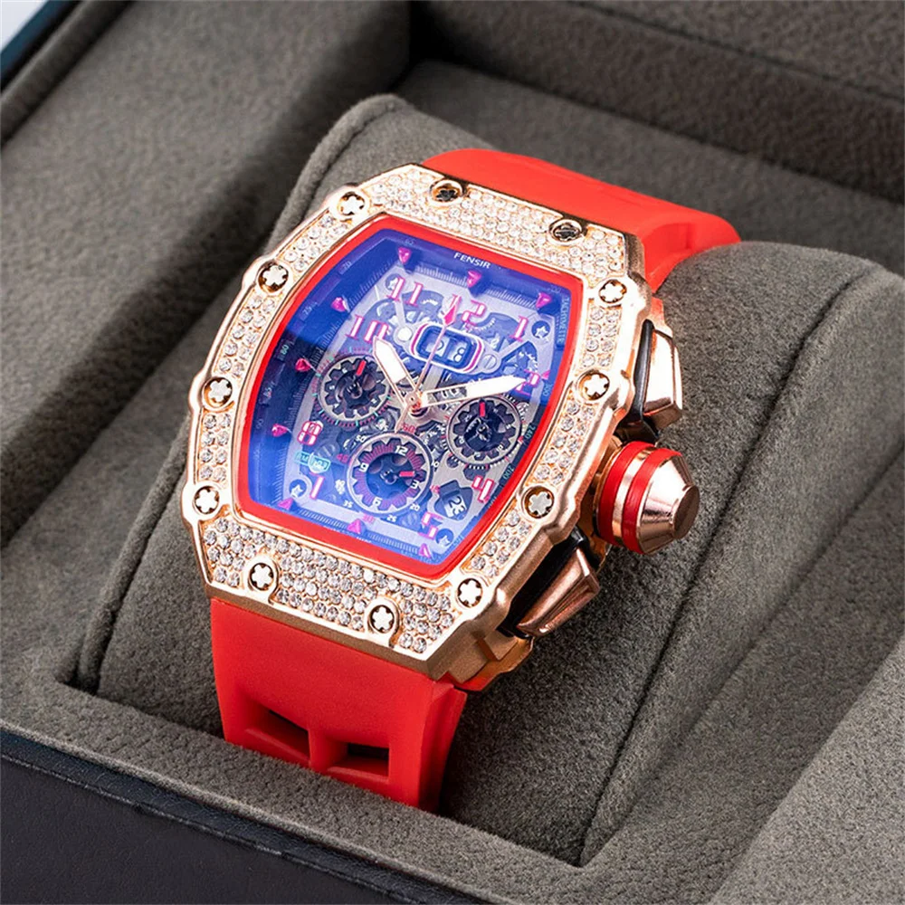 Men\'s Multifunctional Luxury Brand Business Sports Watches 2024 Unusual Quartz Diamond Watch For Men WristWatches reloj hombre