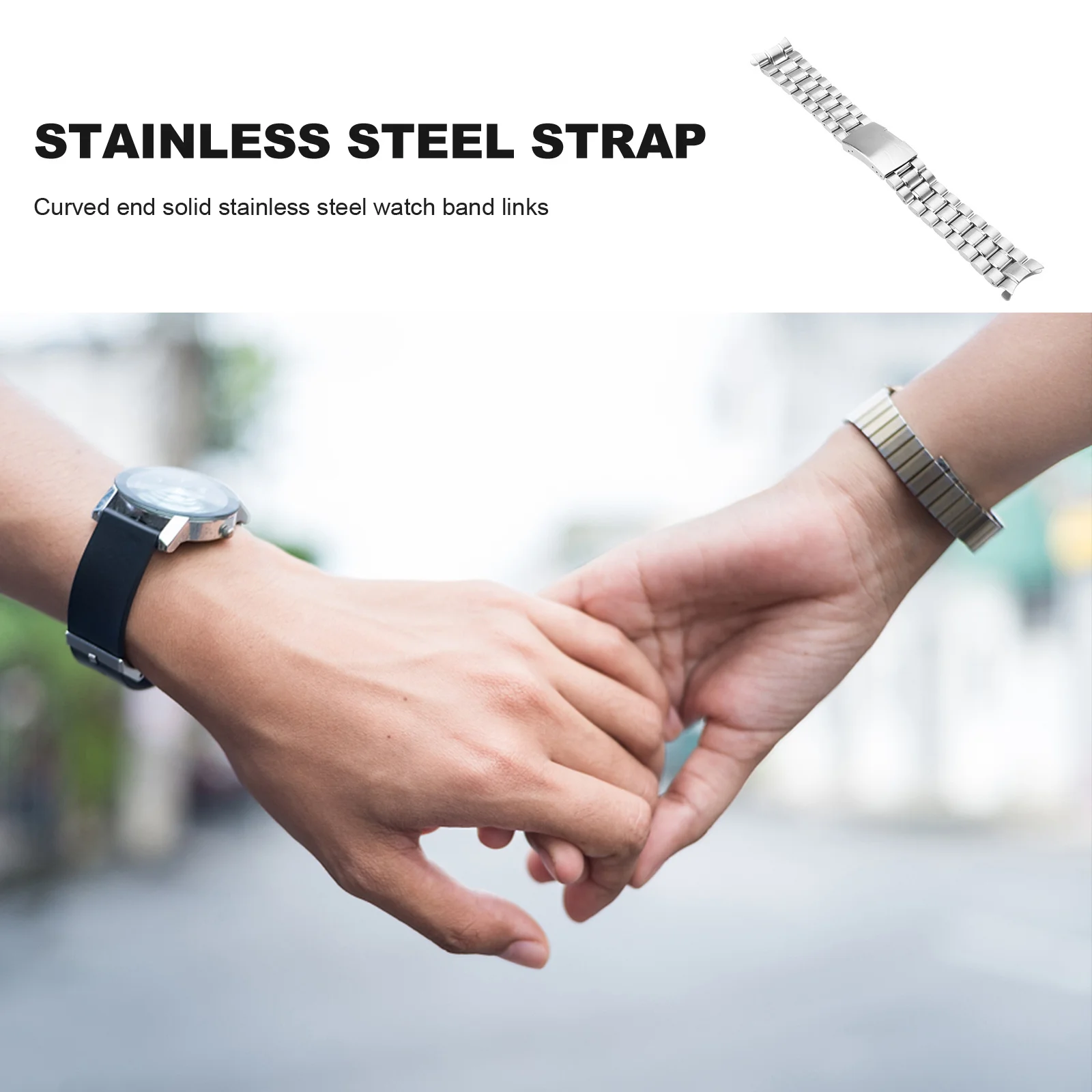 

Stainless Steel Watch Band 22Mm Curved End Silver 185Mm Length 3.5Mm Thick Durable Replacement Strap For Men Women
