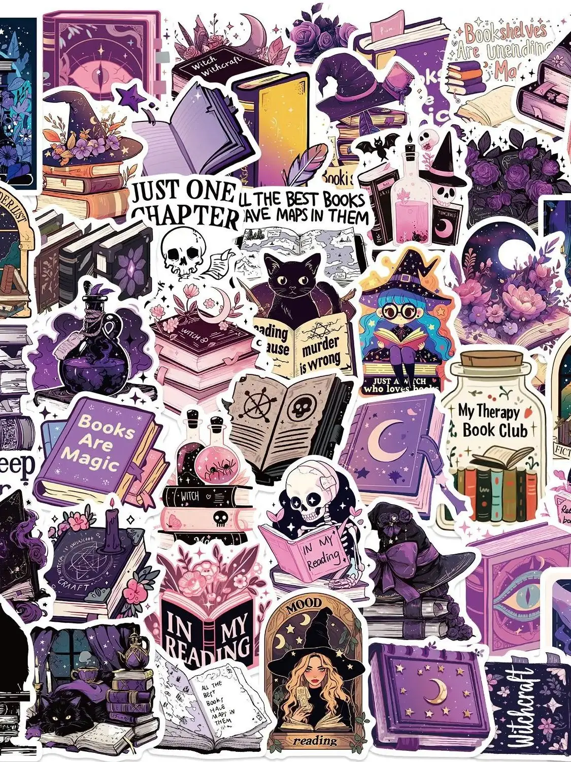 AliExpress GOGOTU 10/30/50PCS Cute Witch Magic Book Stickers Graffiti Aesthetic PVC Waterproof Skateboard Suitcase Bike Laptop Phone Kids Toy Gift