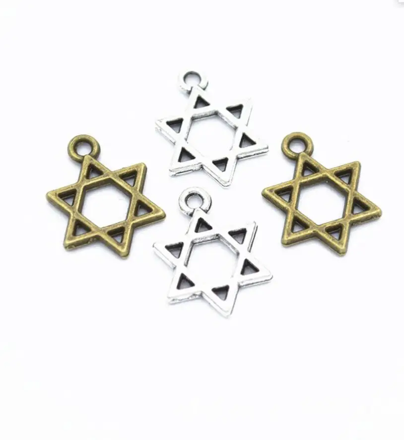 300pcs Hexagram Star Of David Charms Pendants For Bracelet Jewelry Making DIY Handmade Craft 17*13mm F0419