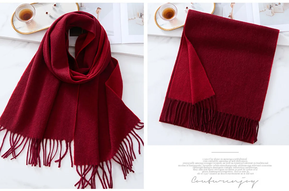 الراقية 100% الصوف وشاح مزدوج الوجهين الباشمينا شتاء دافئ وشاح طويل دافئ شال الرجال وشاح المرأة الكشمير وشاح مع شرابة