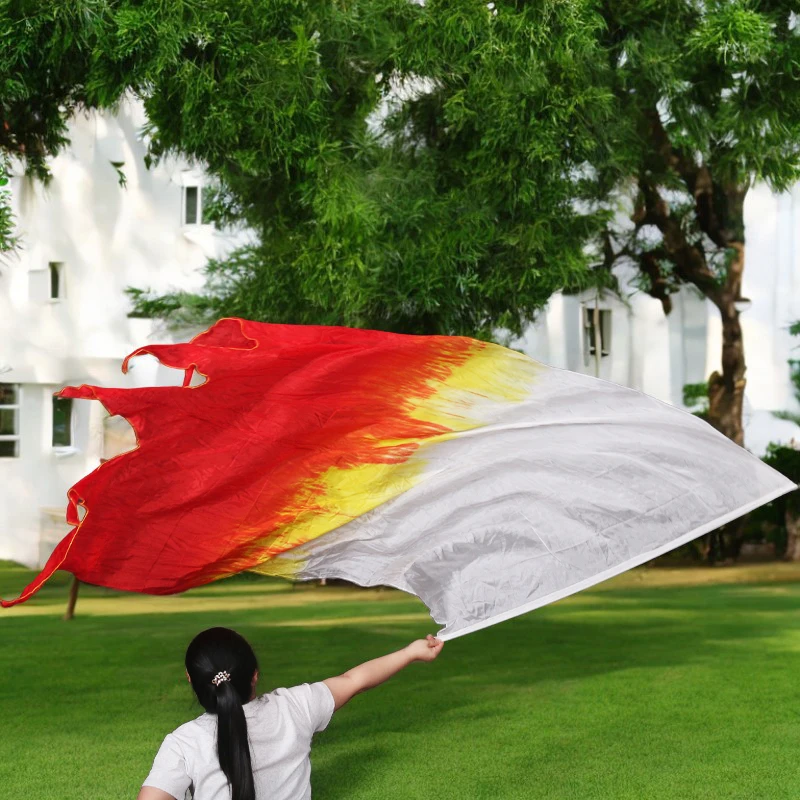 Prophète culte louange danse voile de soie drapeau dégradé couleur drapeau en soie tige incurvée unisexe danse du ventre culte voile de soie drapeau 200*90