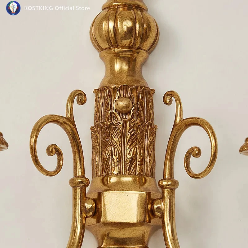 Double Headed French Classical Copper Wall Lamp European Villa Retro Luxury Living Room Study Bedroom Bedside Lamp