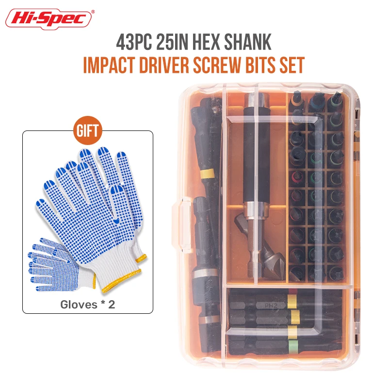 Hi-Spec Screwdriver Bit Set Hex Shanked Anti Slip Screwdriver Magnetic Electric Impact Bits Torx Star Hex Spline Bit Set