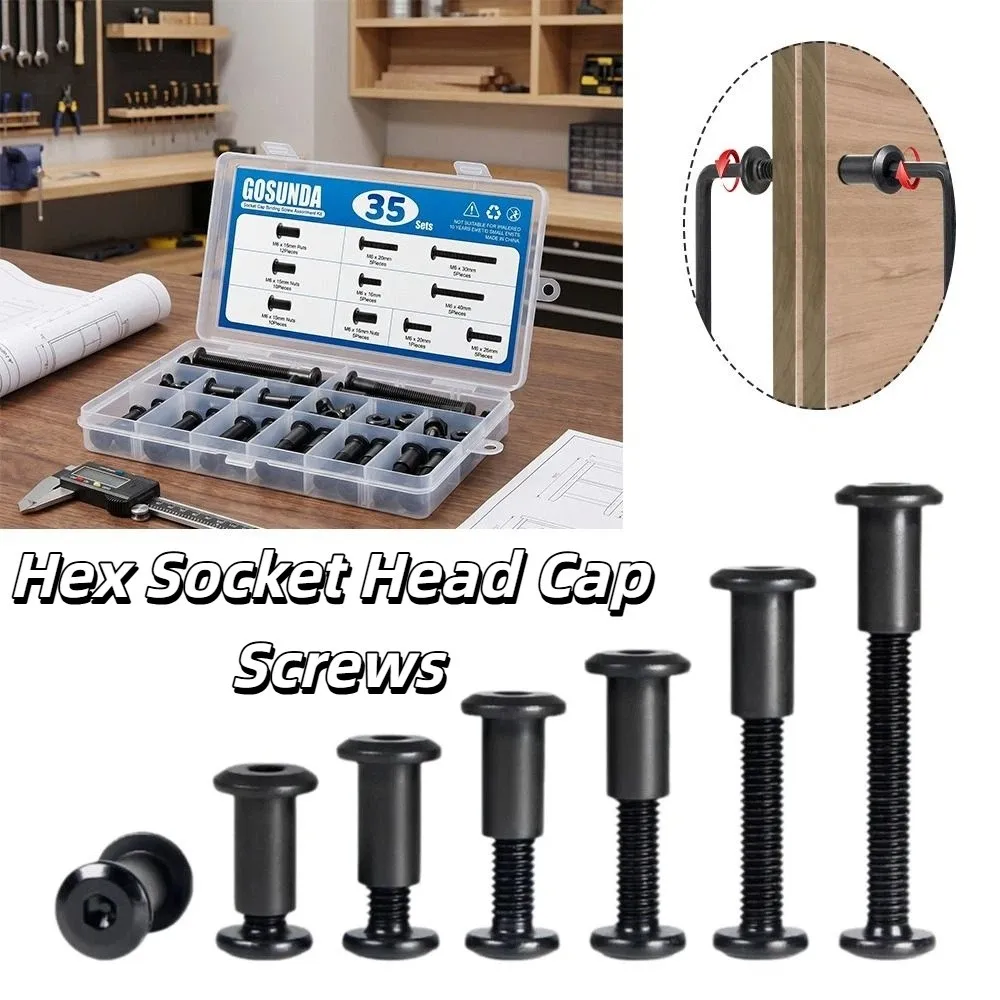 

M6 Size Hex Socket Head Cap Screws Carbon Steel Assortment Kit Internal Hex Bolts Corrosion Resistant Hex Socket Bolts