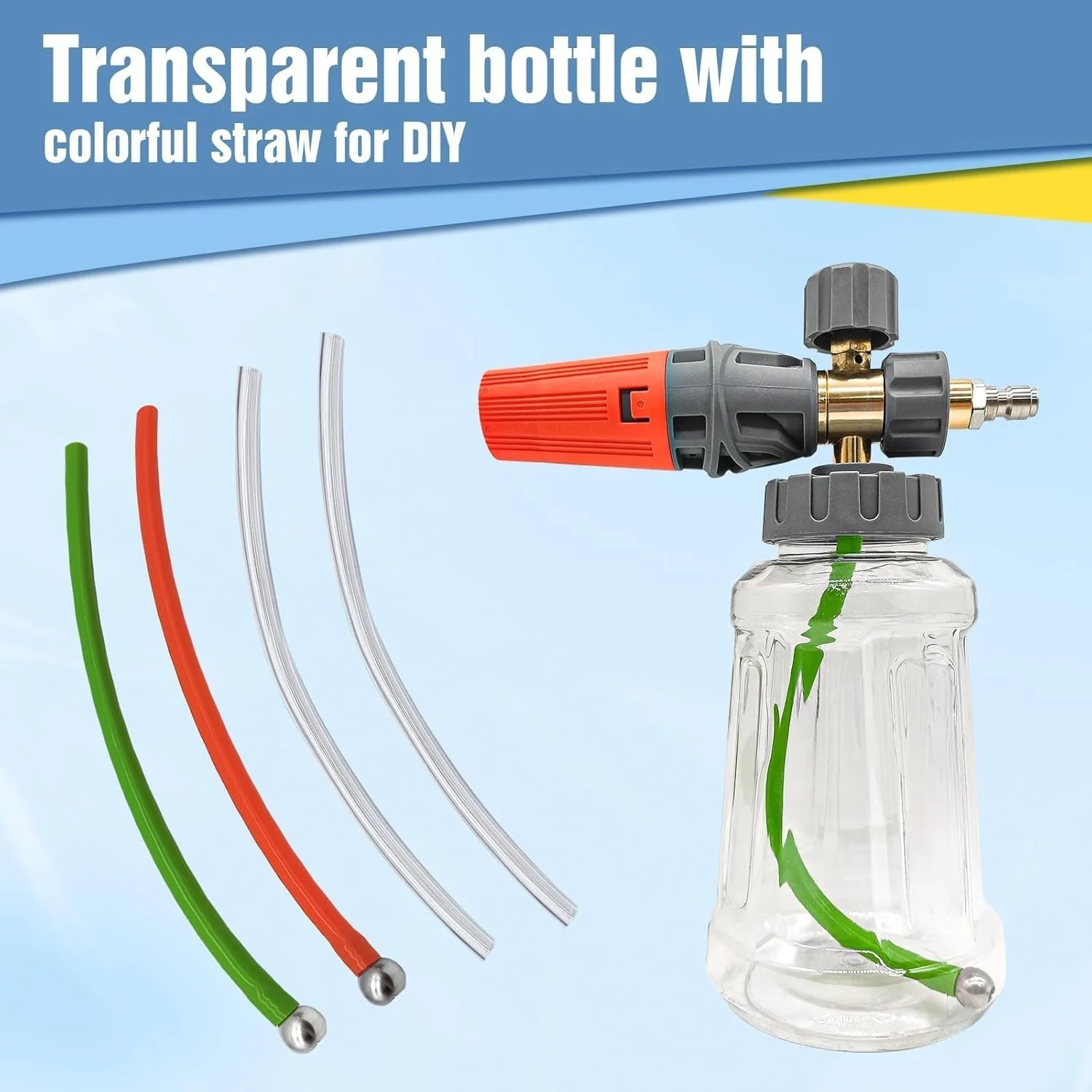 24CM Foam Cannon Soft Straw Pipette Colorful Silicone Rubber With Stainless Steel Gravity Ball Filter
