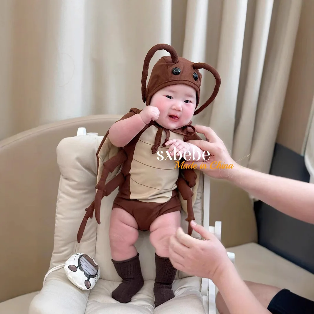 

Забавный корейский детский комбинезон с тараканом для мальчиков и девочек, комбинезон для малышей, боди для новорожденных, одежда для новорожденных, хлопковые комбинезоны с короткими рукавами, костюм