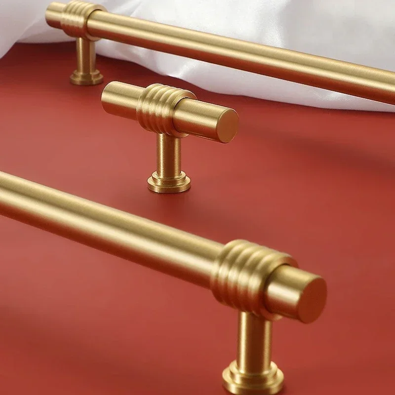 Massive Messinggriffe im Vintage-Design mit Hanfseil-Form, personalisierte Küchenmöbelgriffe, goldene Schubladen- und Türgriffe, T-förmige Zuggriffe – Detail 15