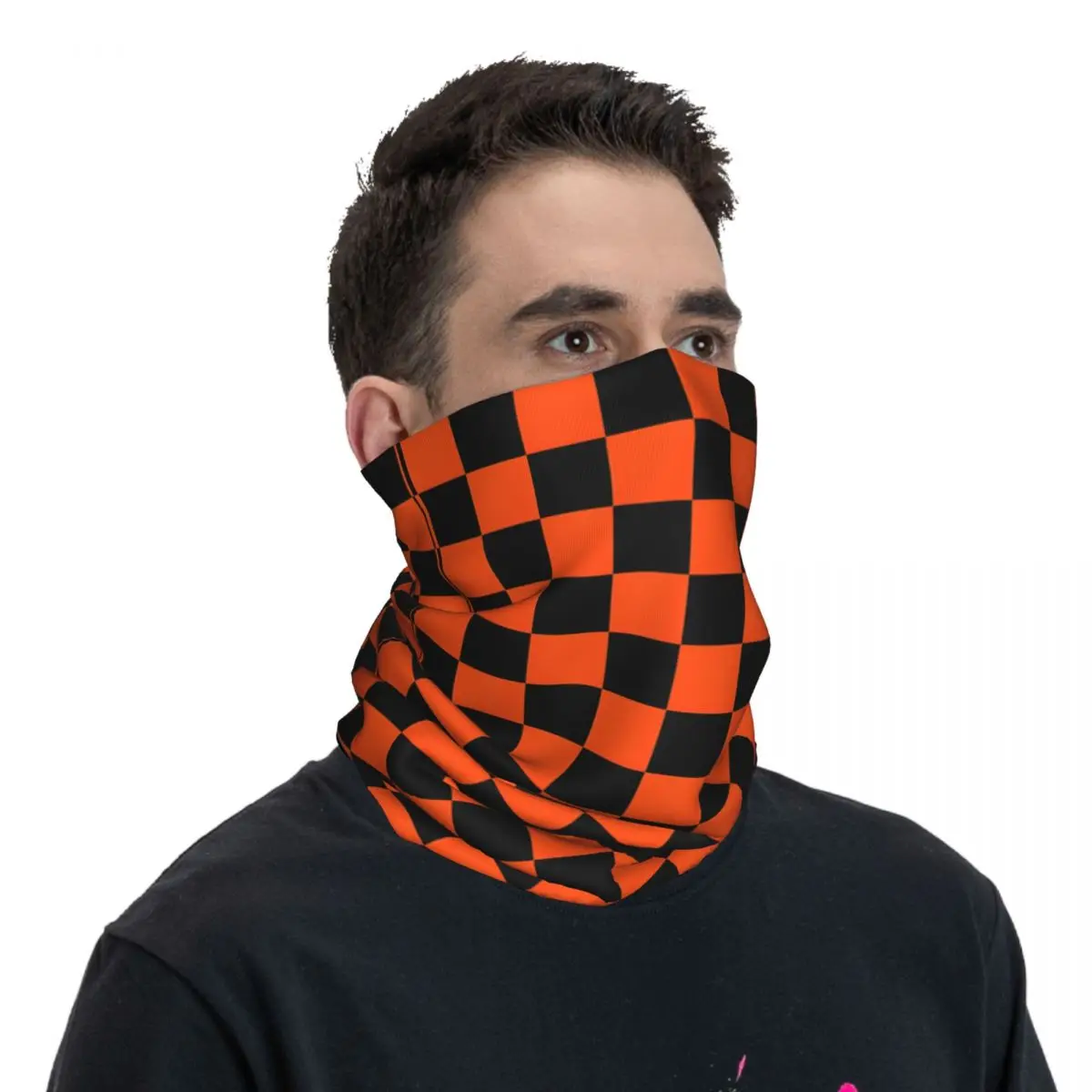 Oranje En Zwarte Bandana Hals Cover Wrap Sjaal Bivakmuts Unisex Volwassen Ademend