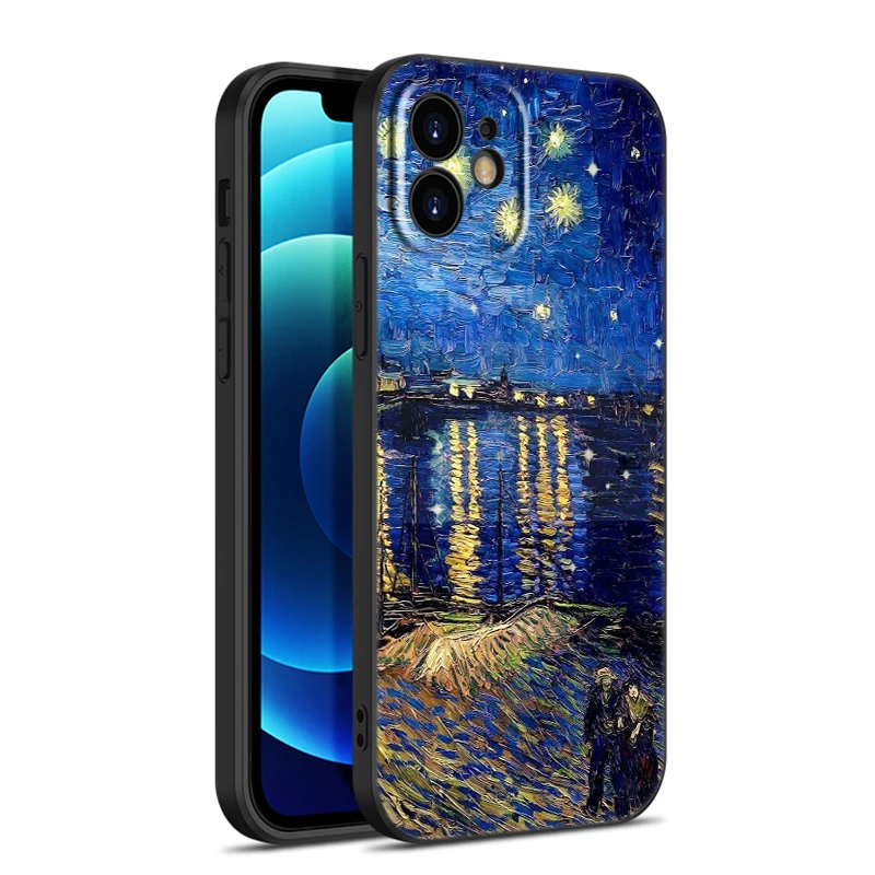 Van Gogh Olieverfschilderij Zwarte Telefoon Case Voor Xiaomi Redmi Note 13 Pro 12 11E Pro Plus 11S 11T 10 Pro 10T 5G 10S Cartoon Cover