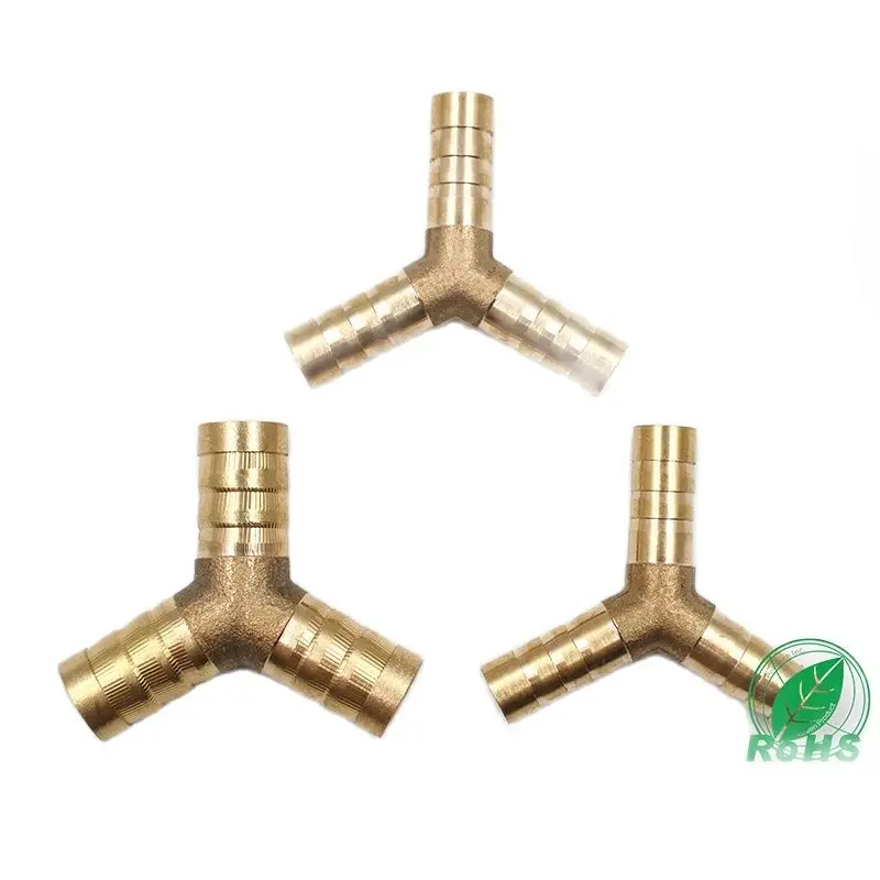 6-12mm BRASS Y type Hose Joiner Piece 3 WAY Fuel Water Air Pipe TEE CONNECTOR Pneumatic Connect Plug Socket for Air Gas Oil