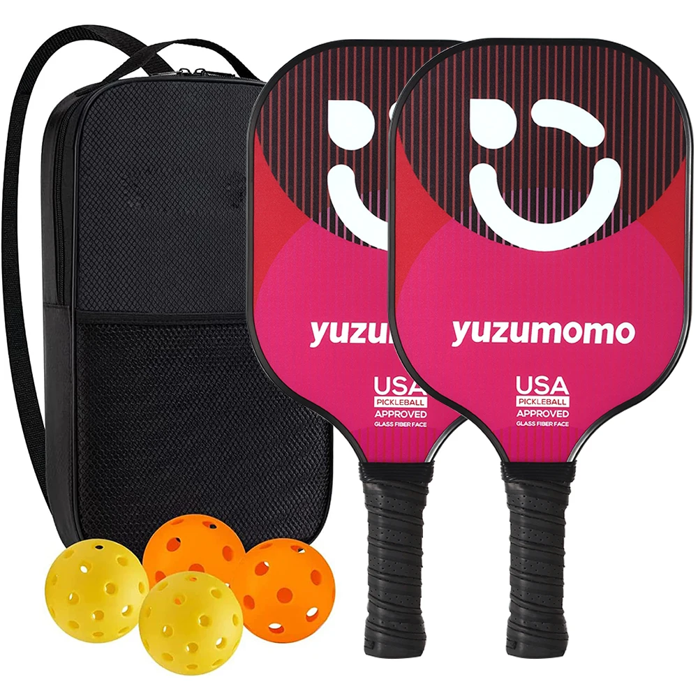 Pickleball Paddle Graphite Pickle Ball Paddles Set of 2 with 4 Pickleball Balls Carry Bag Pickleball Racquet Sets for Beginners