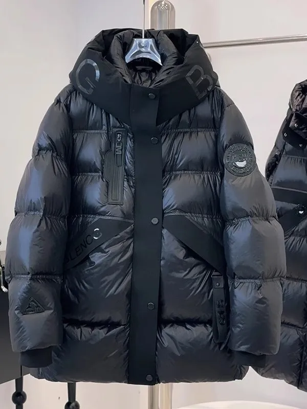 Faionable Thiened ort Dames dons Jaet 2025 Winter Trendy Design Hoed Geïntegreerde ganzendonsjas Normale Sve-lengte