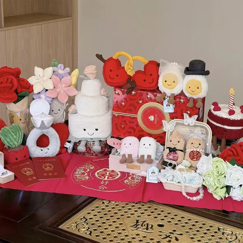 Divertido ramo de rosas de gelatina, juguete de peluche, bonita flor de peluche, muñeca de mano, adorno de escritorio, regalo