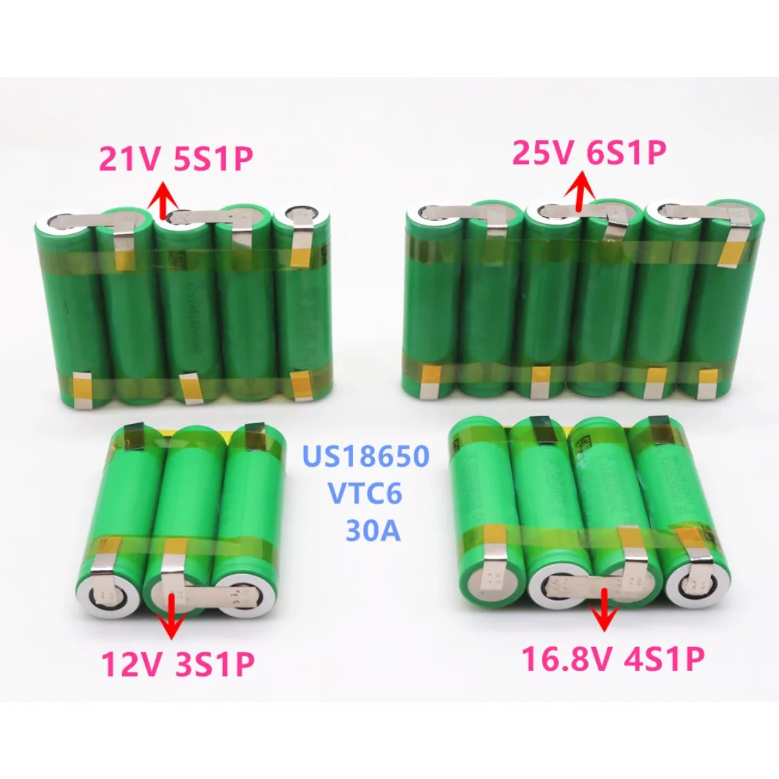 12V US18650 VTC6 3S1P Battery Pack 30 amps for 12.6v Screwdriver Battery Weld Soldering Strip Series Connection (customize)