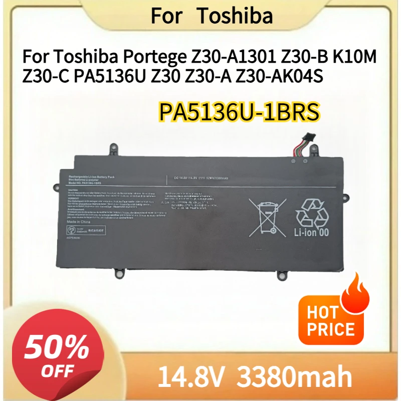 

New Laptop Battery PA5136U-1BRS 14.8V 52WH For Toshiba Portege Z30-A1301 Z30-B K10M Z30-C PA5136U Z30 Z30-A Z30-AK04S